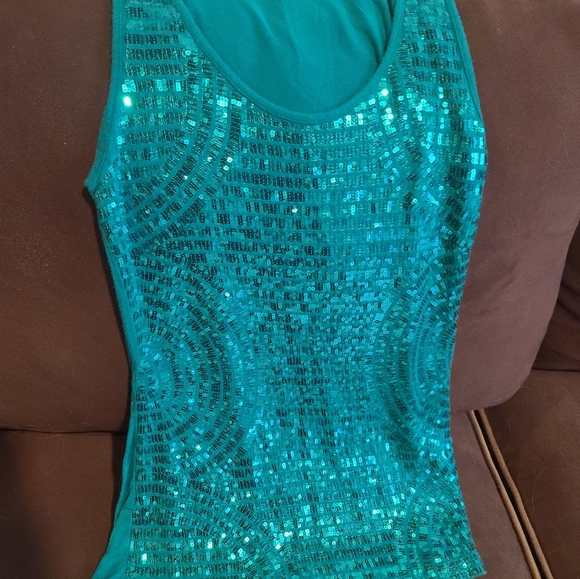 Charlotte Russe Teal Sequin Party Tank - Picture 5 of 6